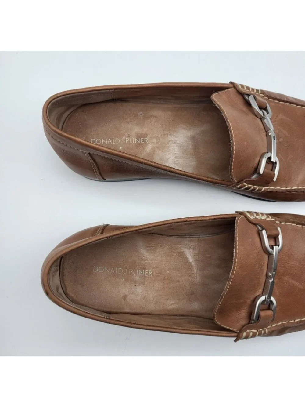 Donald J Pliner Niles Cognac Brown Leather Horsebit Slip On Loafers Men 13